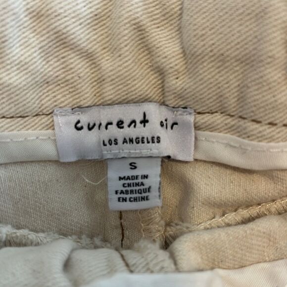 Anthropologie Current Air Ivory Tan Patch Pocket Belted Shorts Belted Sz 6 - Picture 2 of 10